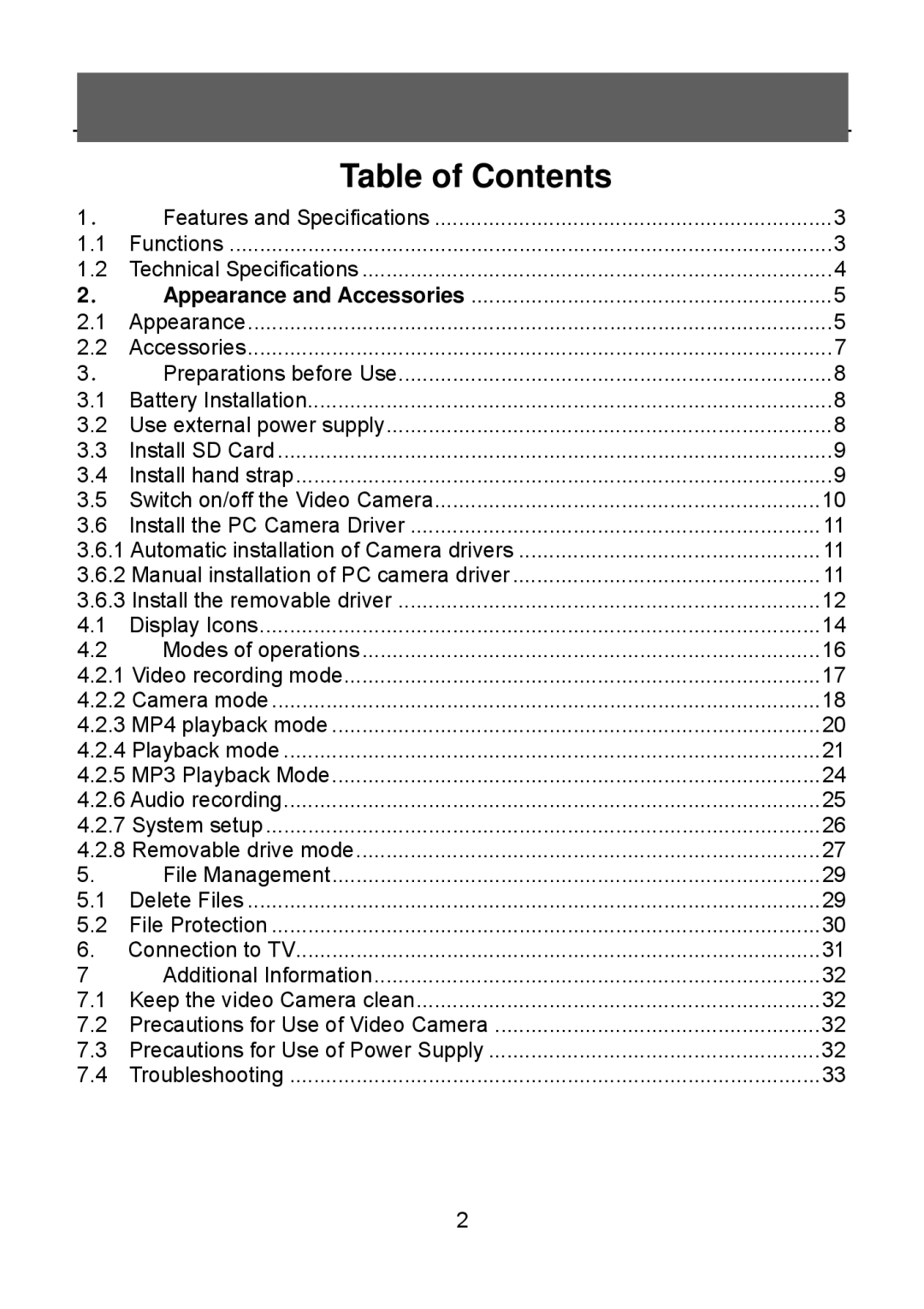 Tekxon Technology V5300 manual Table of Contents 