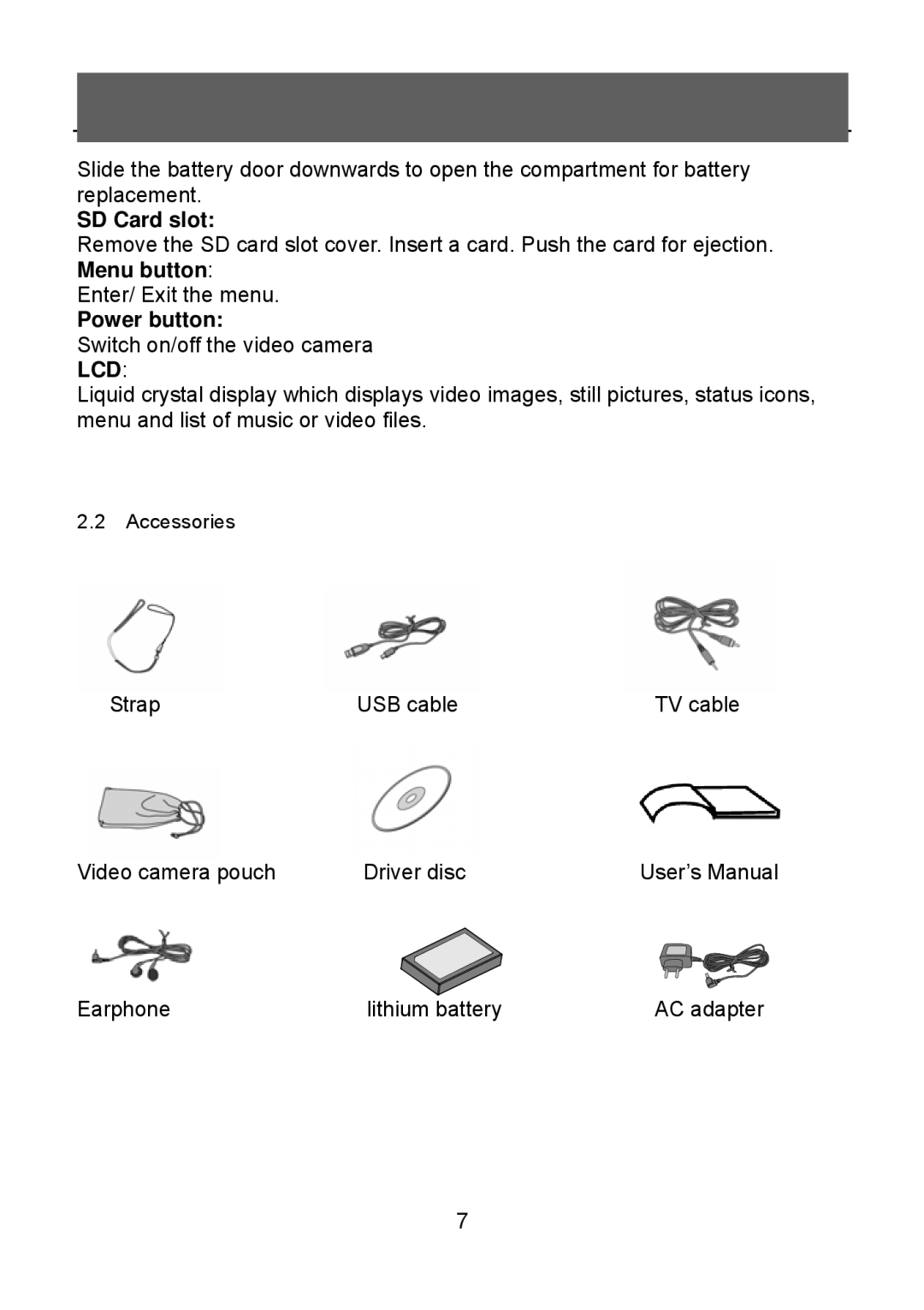 Tekxon Technology V5300 manual SD Card slot, Power button 