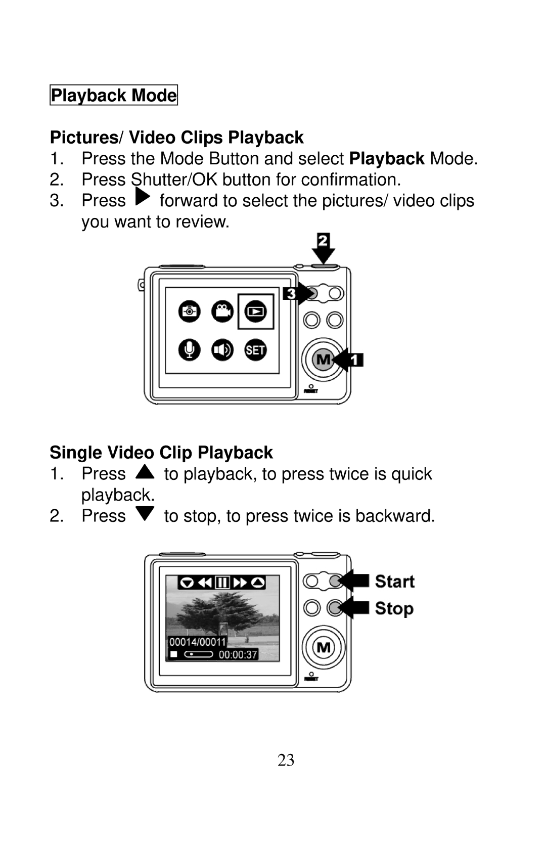 Tekxon Technology X51 manual Playback Mode Pictures/ Video Clips Playback, Single Video Clip Playback 