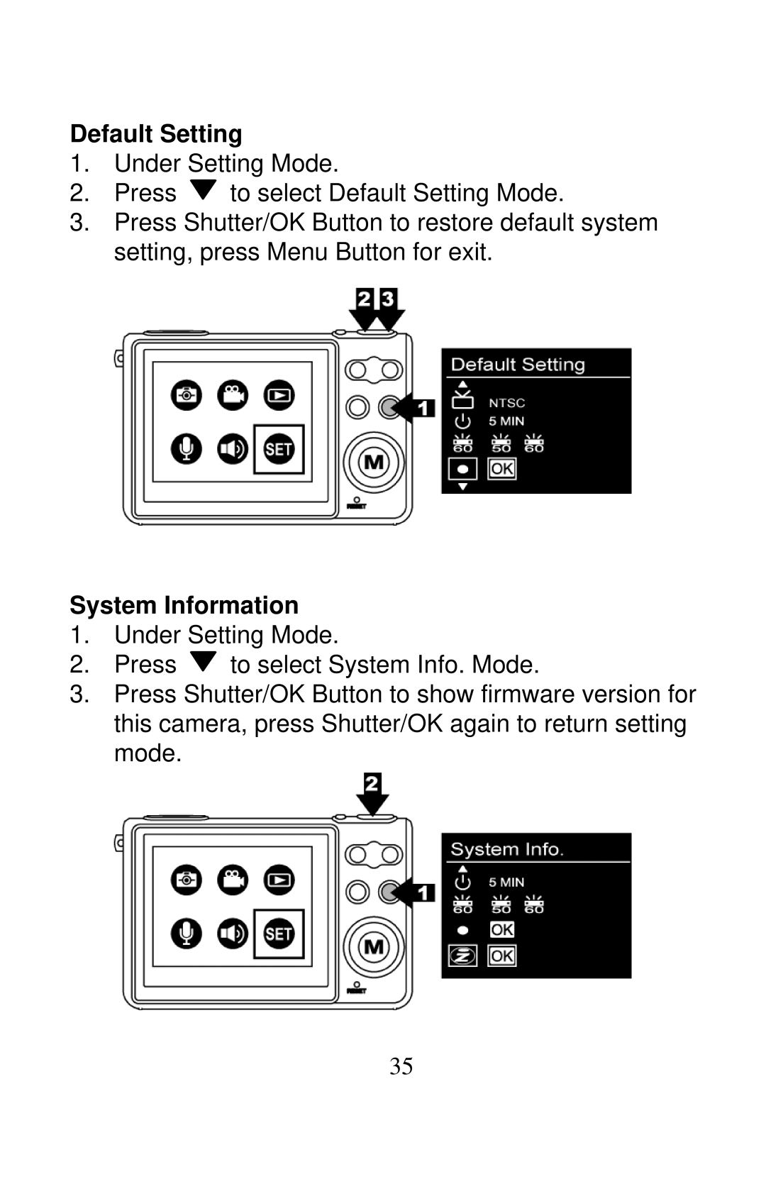 Tekxon Technology X51 manual Default Setting, System Information 