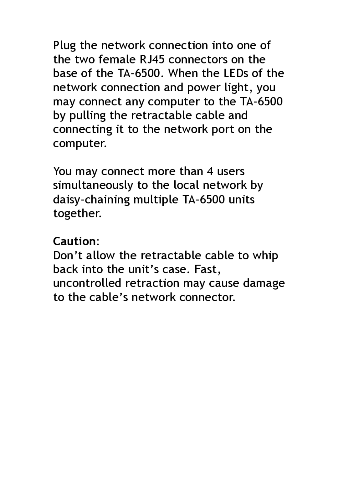 TeleAdapt TA-6500 user manual 