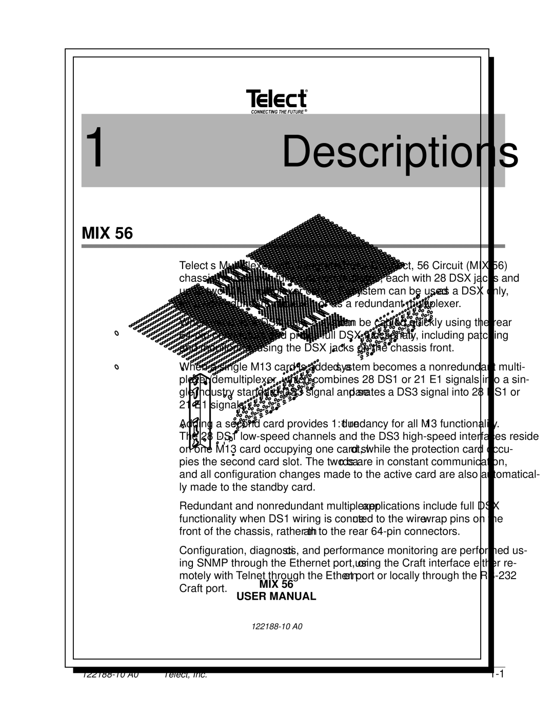 Telect MIX 56 user manual Descriptions 