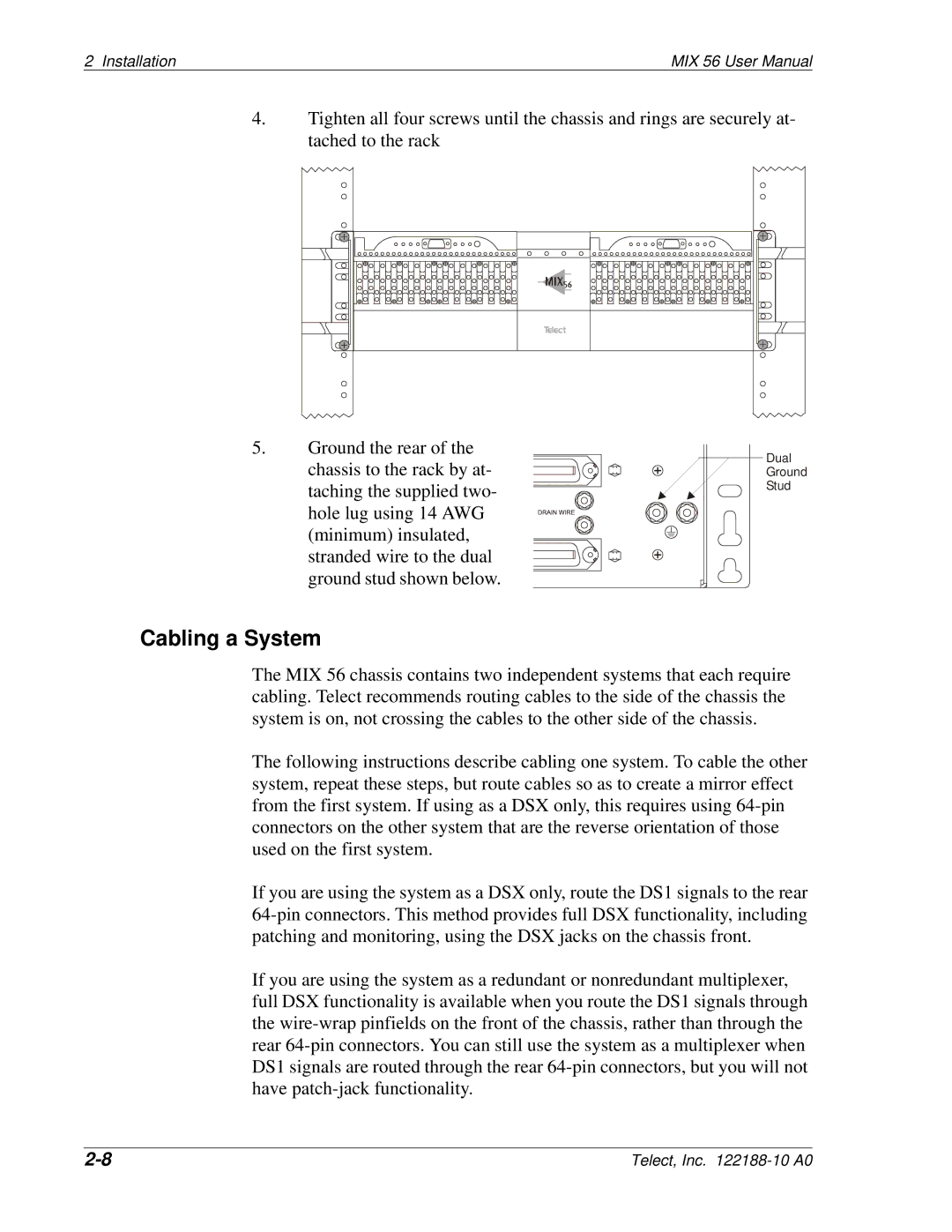 Telect MIX 56 user manual Cabling a System 