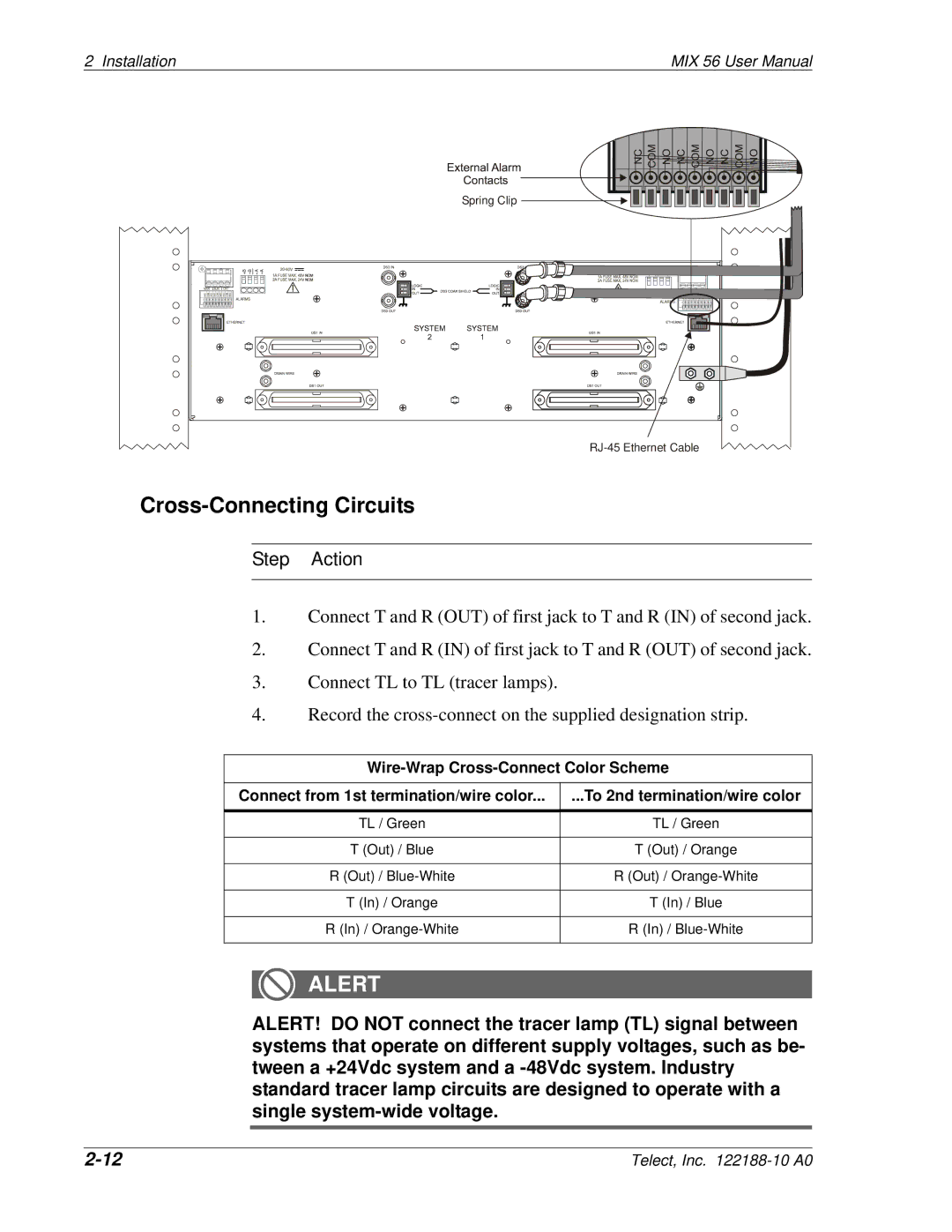 Telect MIX 56 user manual Cross-Connecting Circuits 