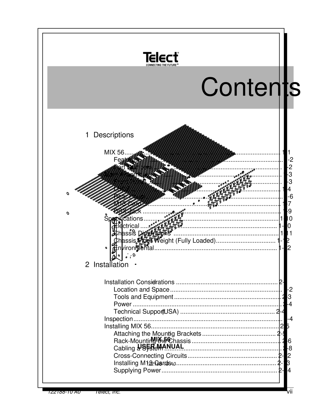 Telect MIX 56 user manual Contents 