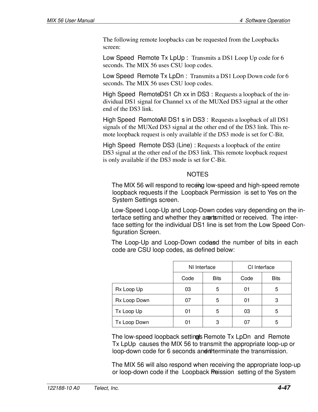 Telect MIX 56 user manual Software Operation 