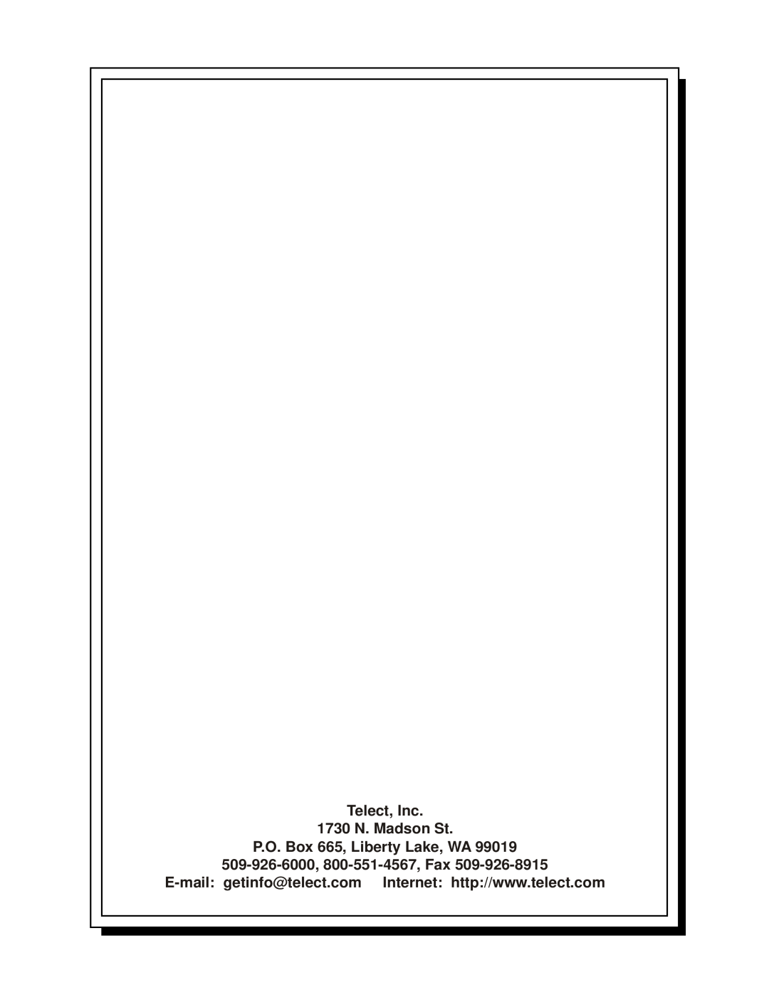 Telect MIX 56 user manual Telect, Inc 1730 N. Madson St P.O. Box 665, Liberty Lake, WA 