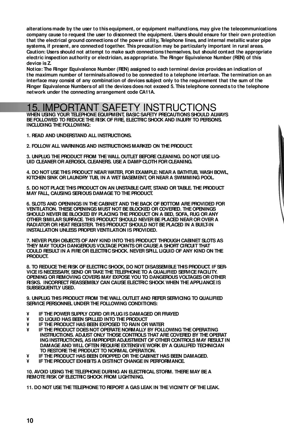 Teledex B120D manual Important Safety Instructions 