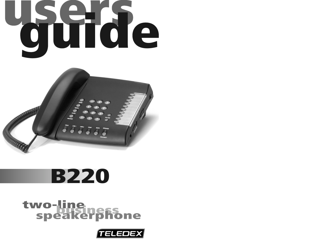 Teledex B220 manual users guide, speakerphone, two-line business 