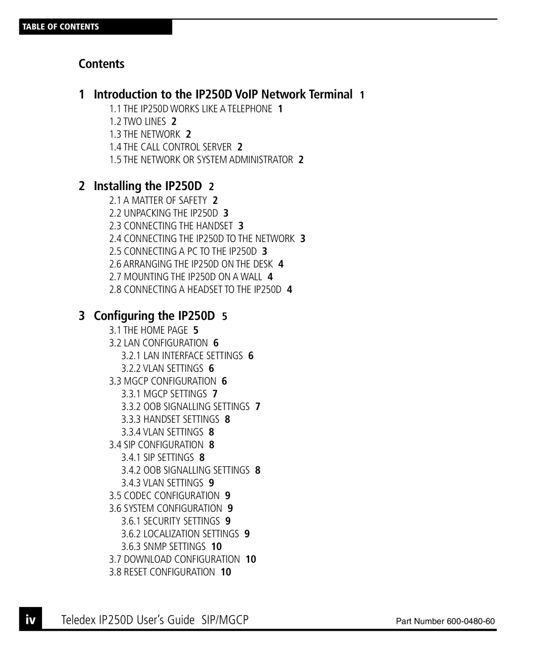 Teledex IP250DVoIP manual Contents Introduction to the IP250D VoIP Network Terminal 