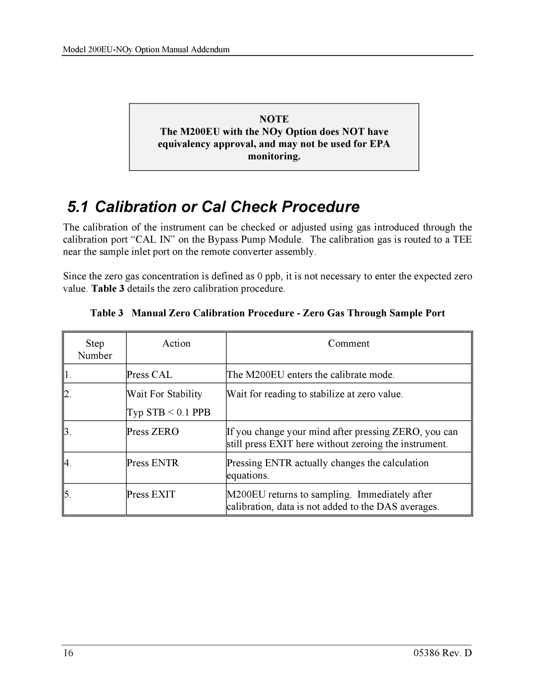 Teledyne 05386D manual Calibration or Cal Check Procedure 