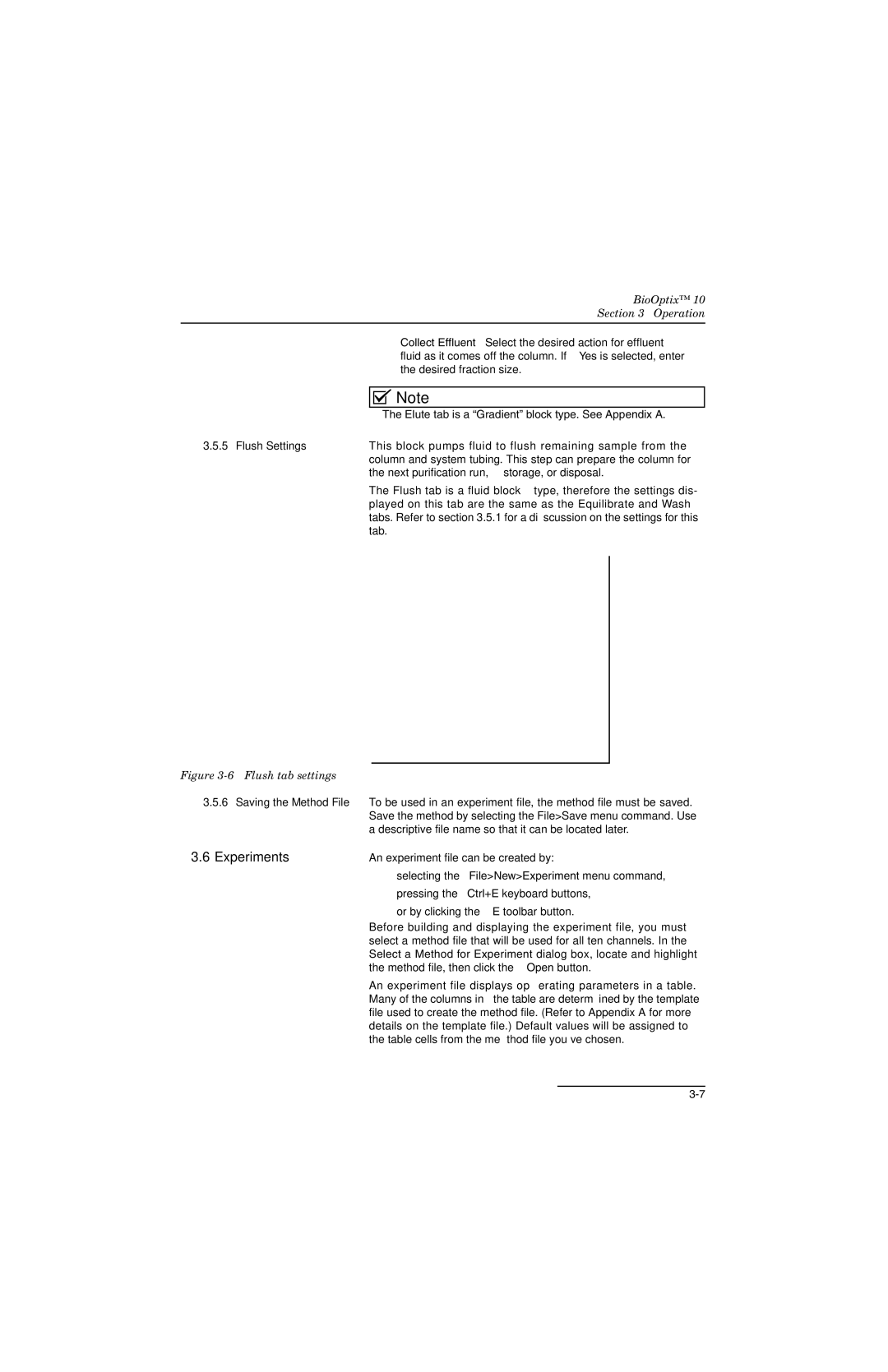 Teledyne 10 manual Experiments, Flush Settings 