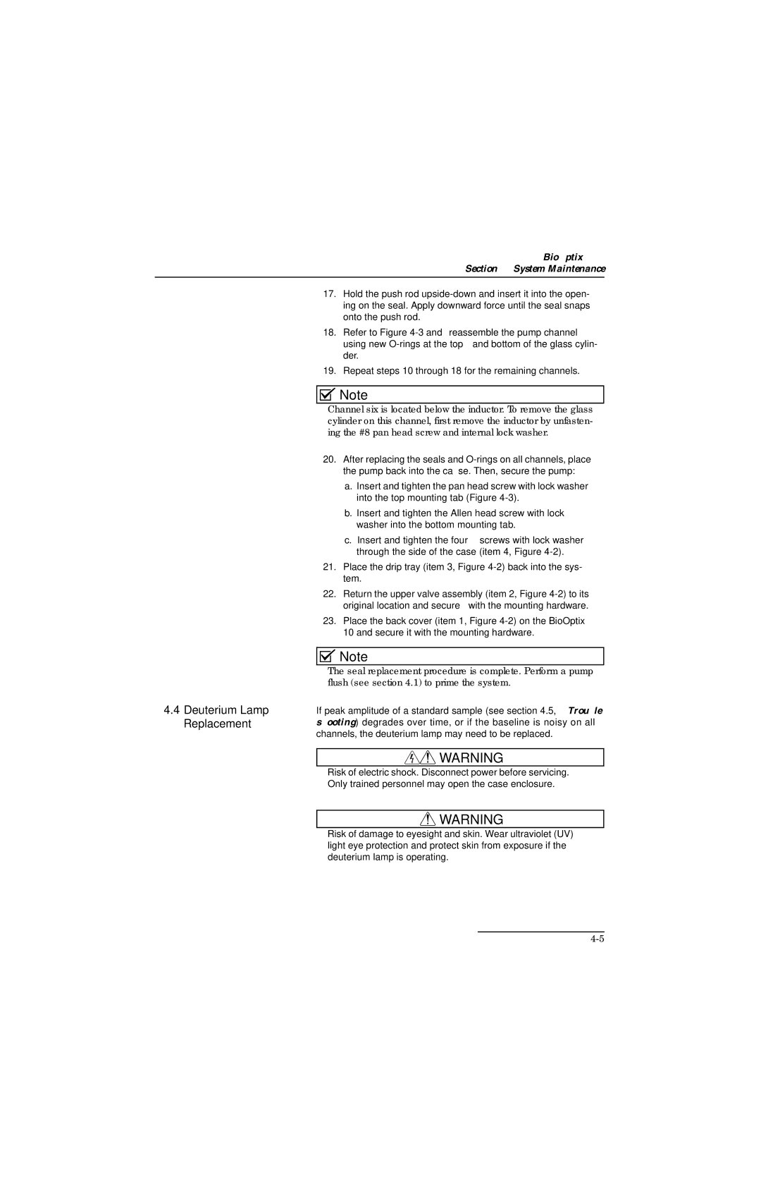 Teledyne 10 manual Deuterium Lamp Replacement 