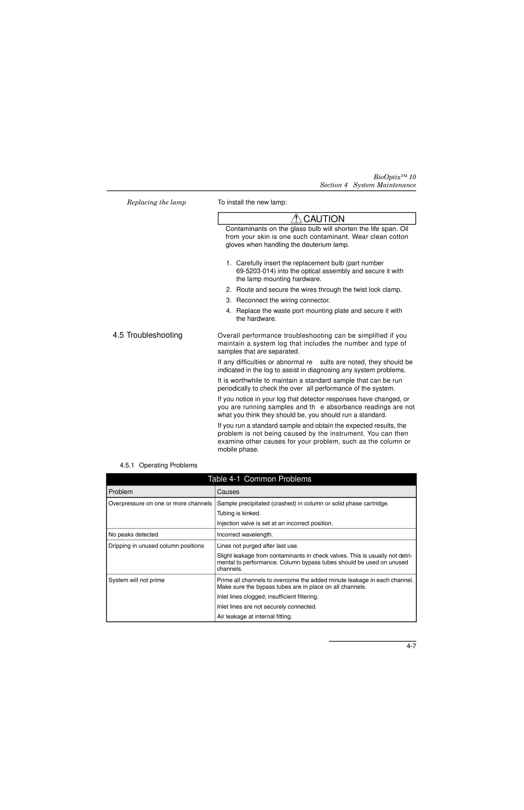 Teledyne 10 manual Troubleshooting, Common Problems, Operating Problems 