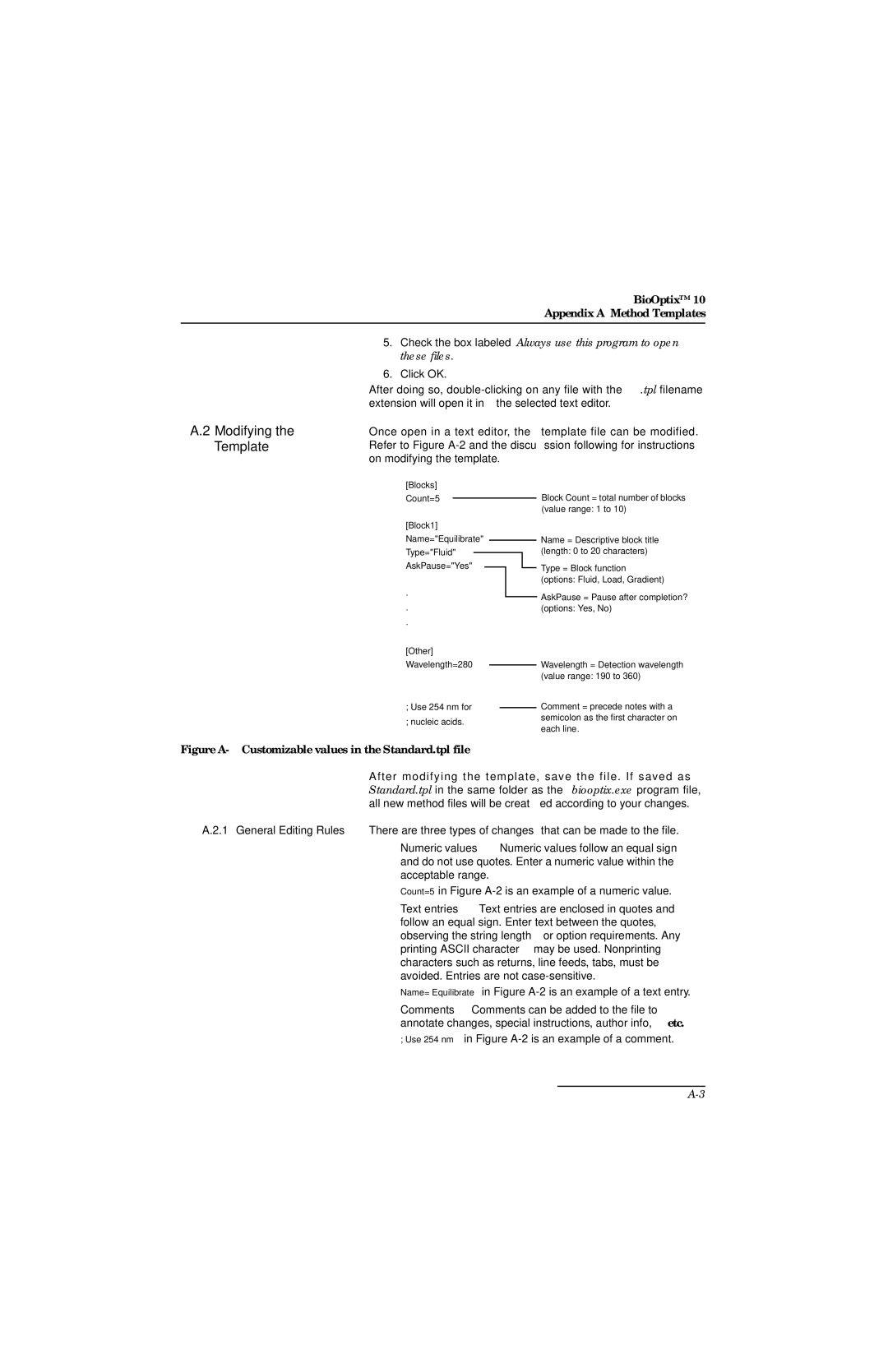 Teledyne 10 manual Modifying Template, General Editing Rules 