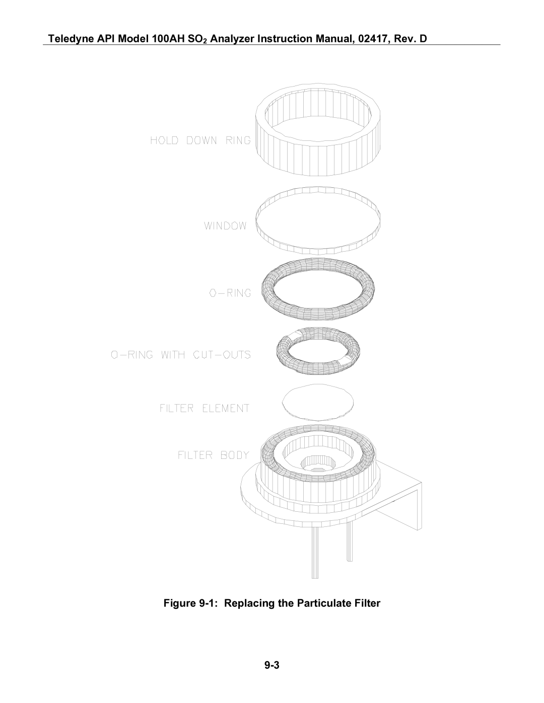 Teledyne 100AH instruction manual Replacing the Particulate Filter 