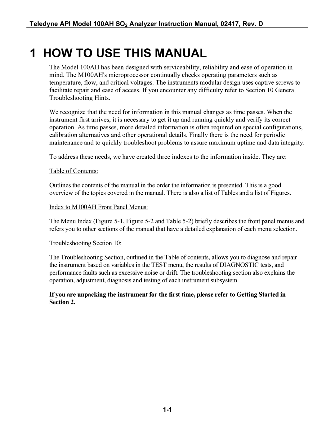 Teledyne 100AH instruction manual HOW to USE this Manual 