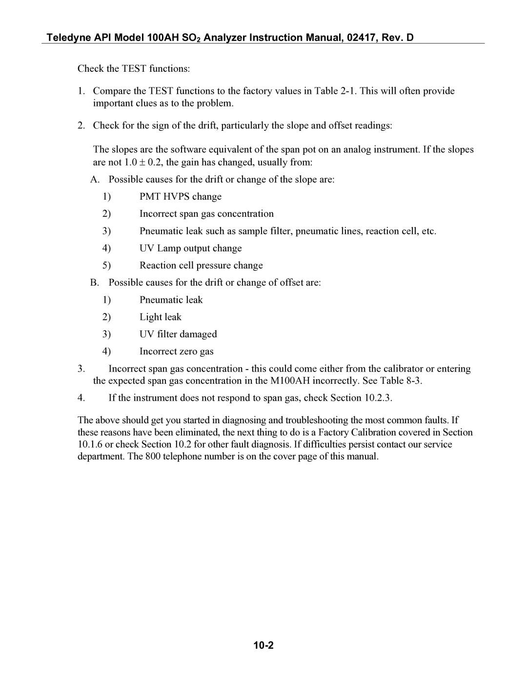 Teledyne 100AH instruction manual 10-2 