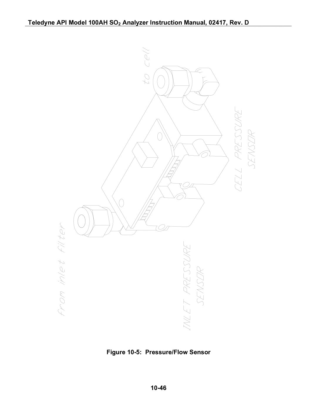 Teledyne 100AH instruction manual Pressure/Flow Sensor 10-46 