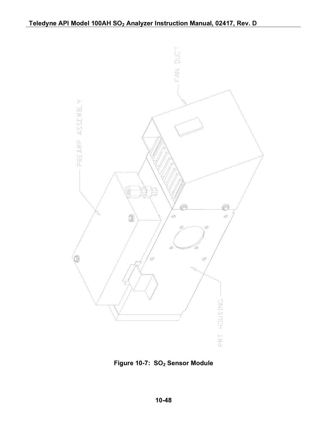 Teledyne 100AH instruction manual SO2 Sensor Module 10-48 