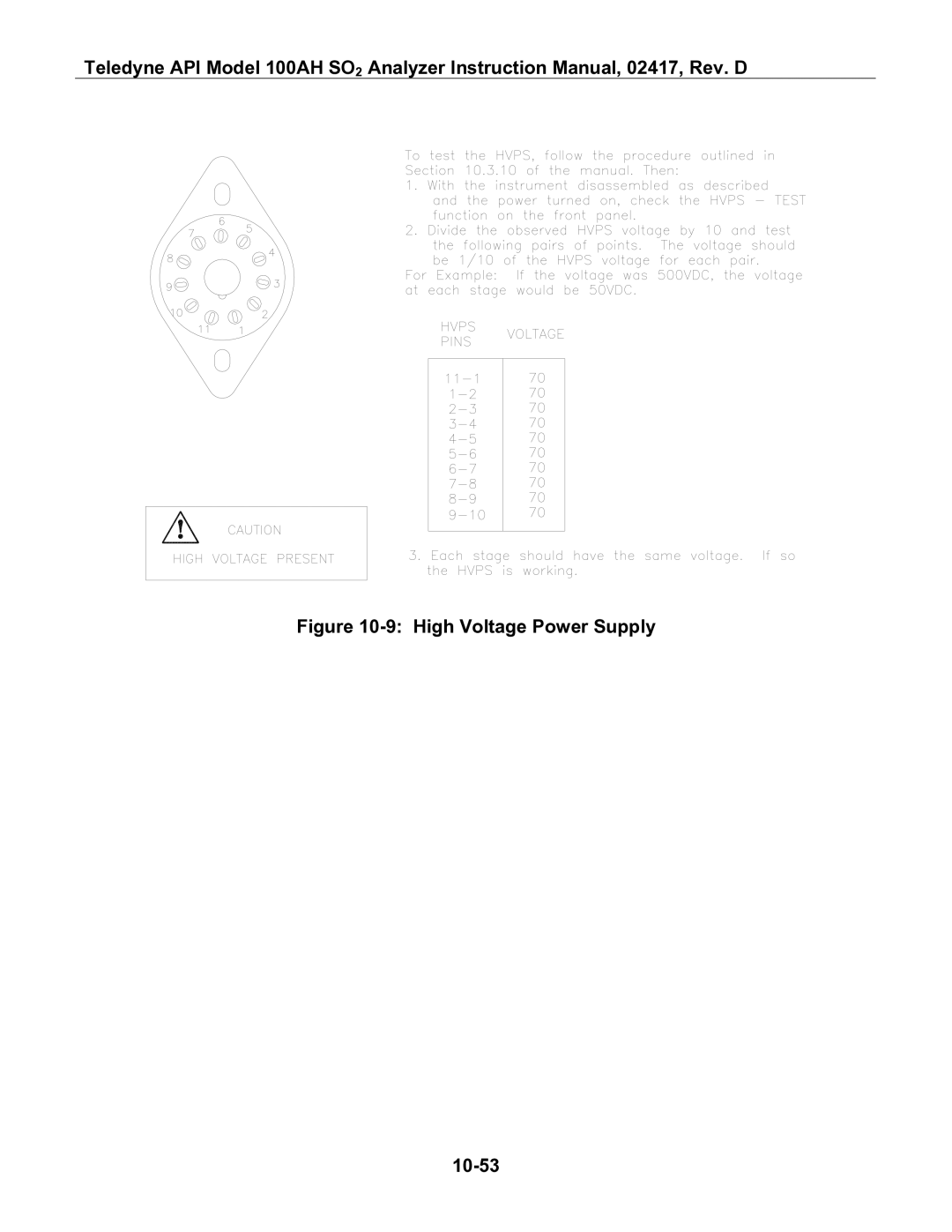 Teledyne 100AH instruction manual High Voltage Power Supply 10-53 