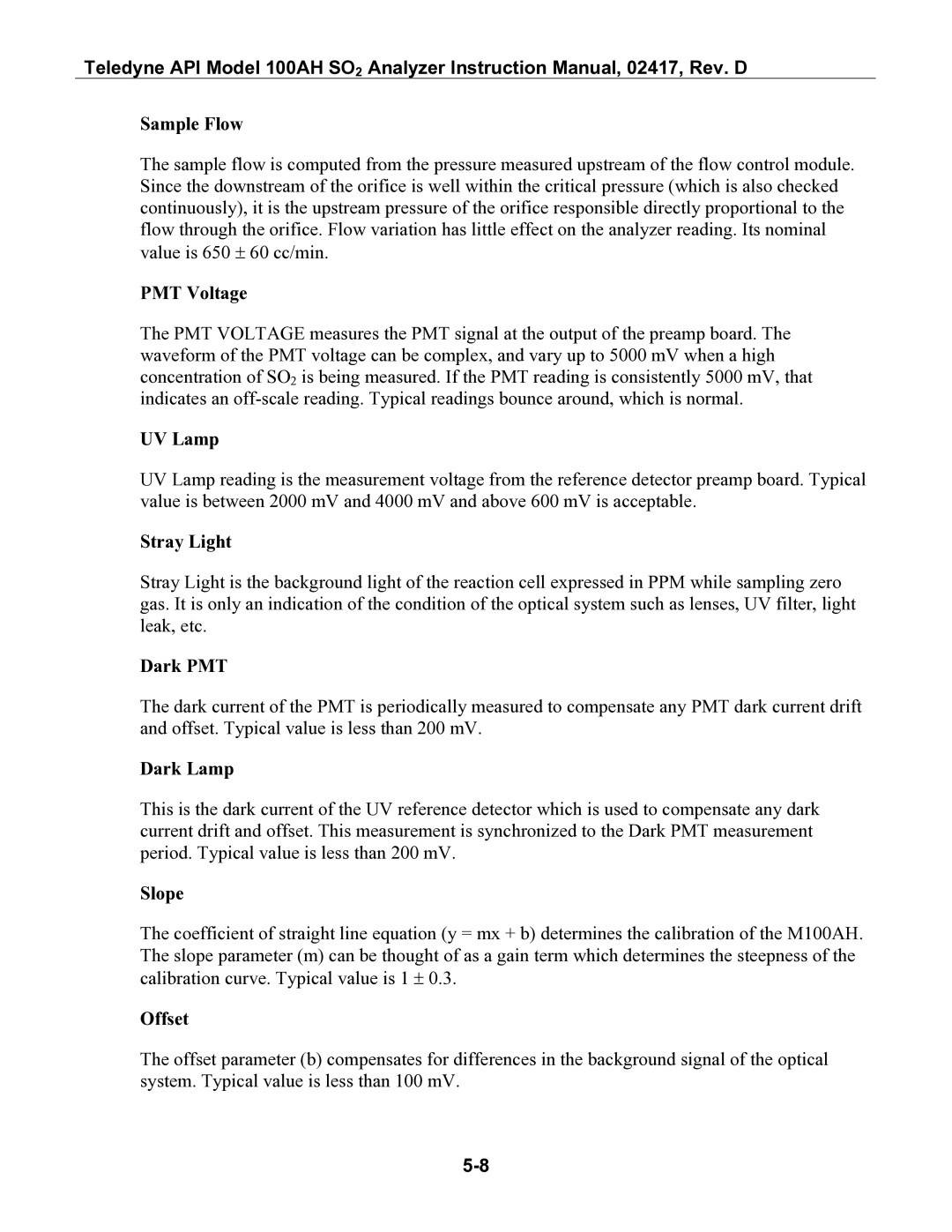 Teledyne 100AH instruction manual Sample Flow 