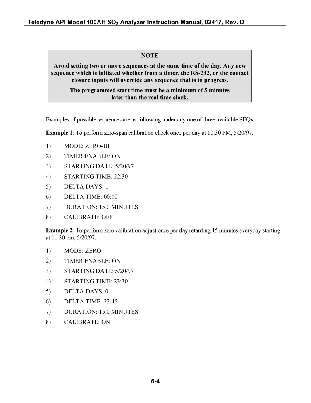 Teledyne 100AH instruction manual Mode ZERO-HI Timer Enable on 