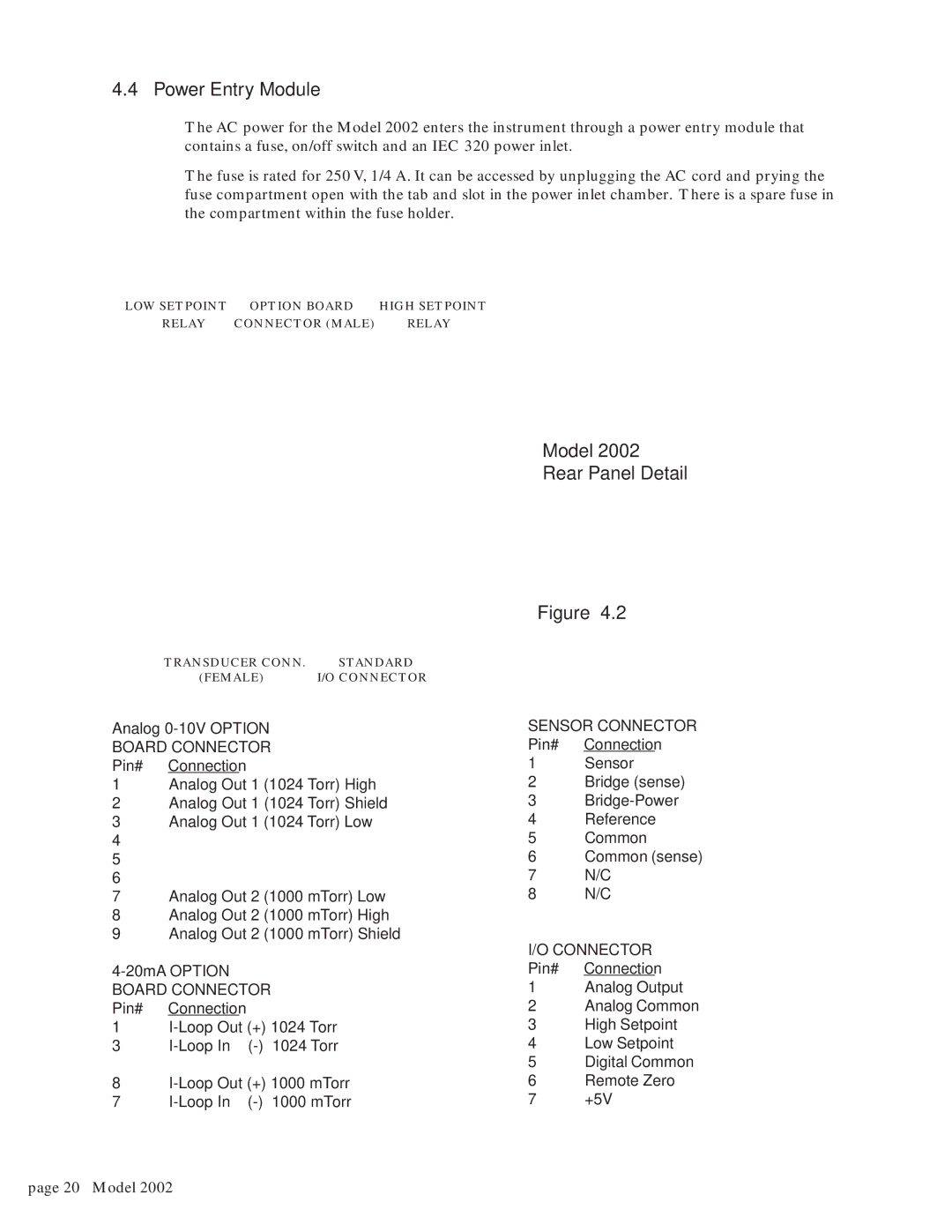 Teledyne 2002 instruction manual Power Entry Module, Model Rear Panel Detail 