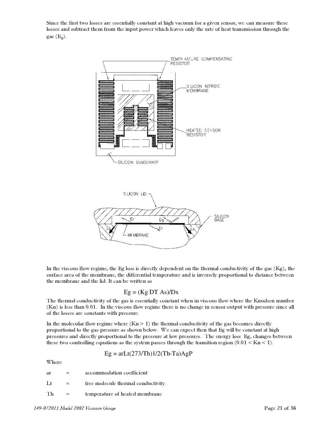 Teledyne 2002 instruction manual Eg = Kg DT As/Dx 