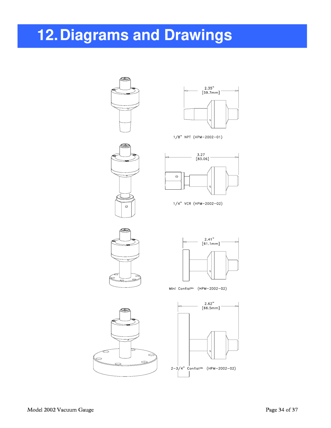 Teledyne instruction manual Diagrams and Drawings, Model 2002 Vacuum Gauge, Page 34 of 