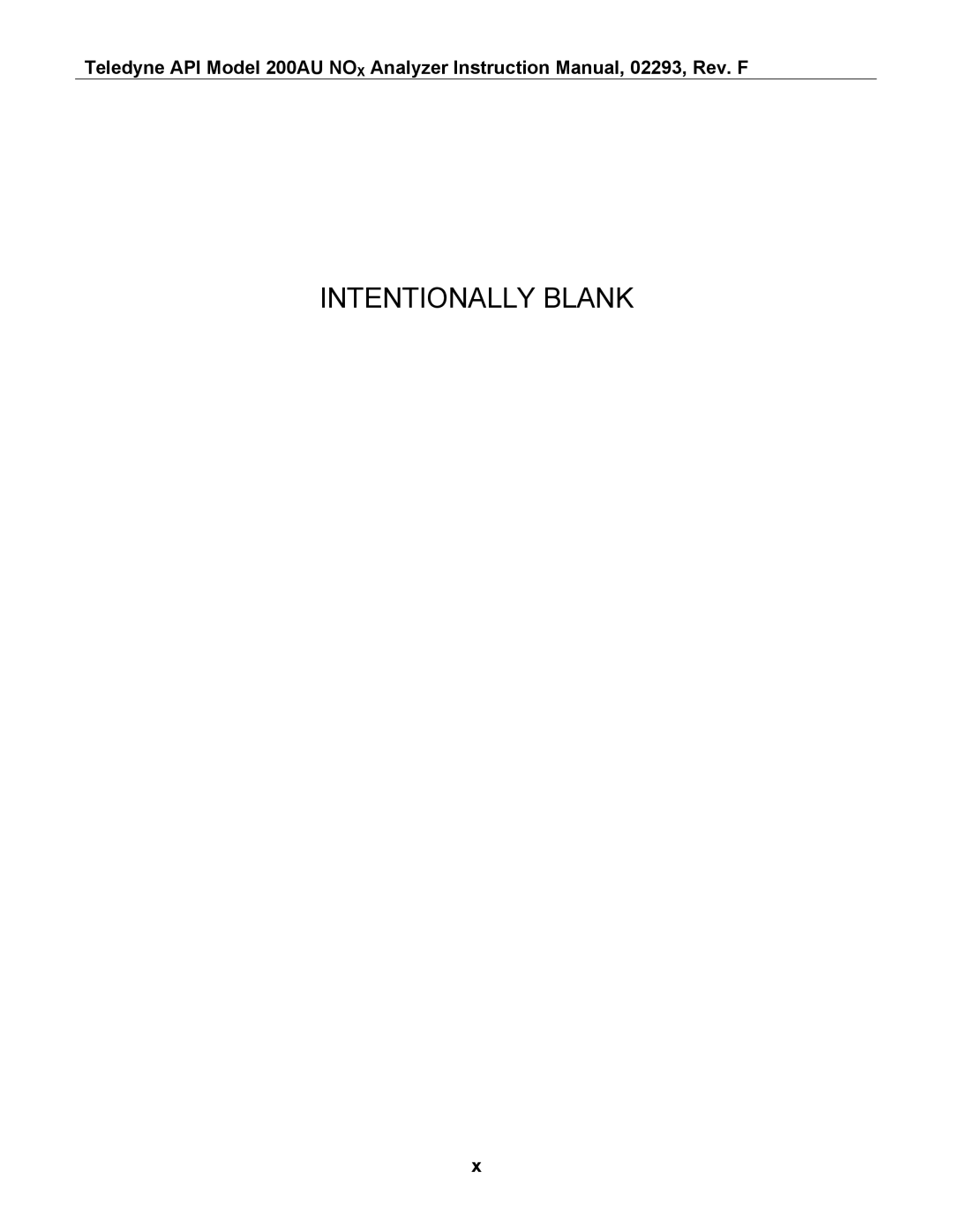 Teledyne 200AU instruction manual Intentionally Blank 