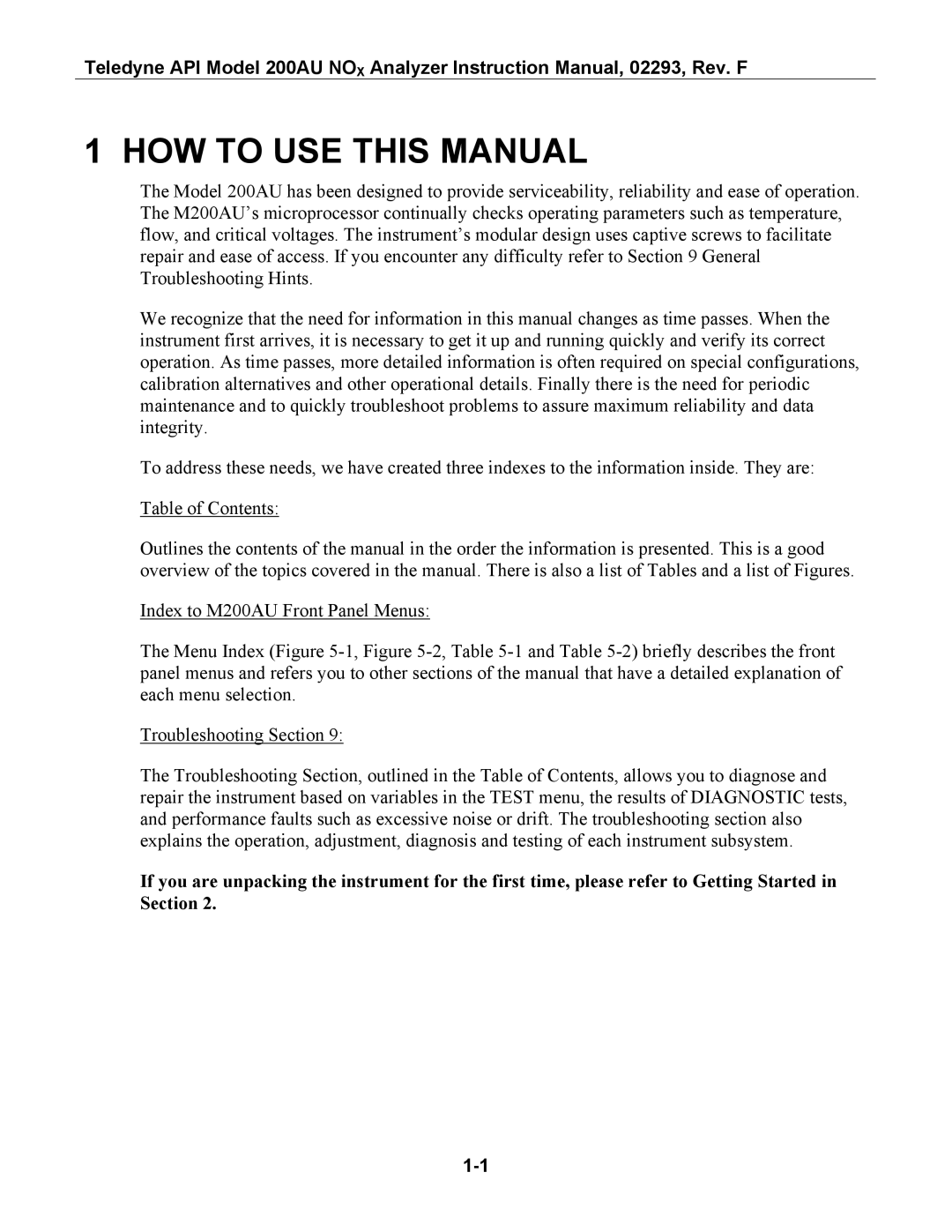 Teledyne 200AU instruction manual HOW to USE this Manual 