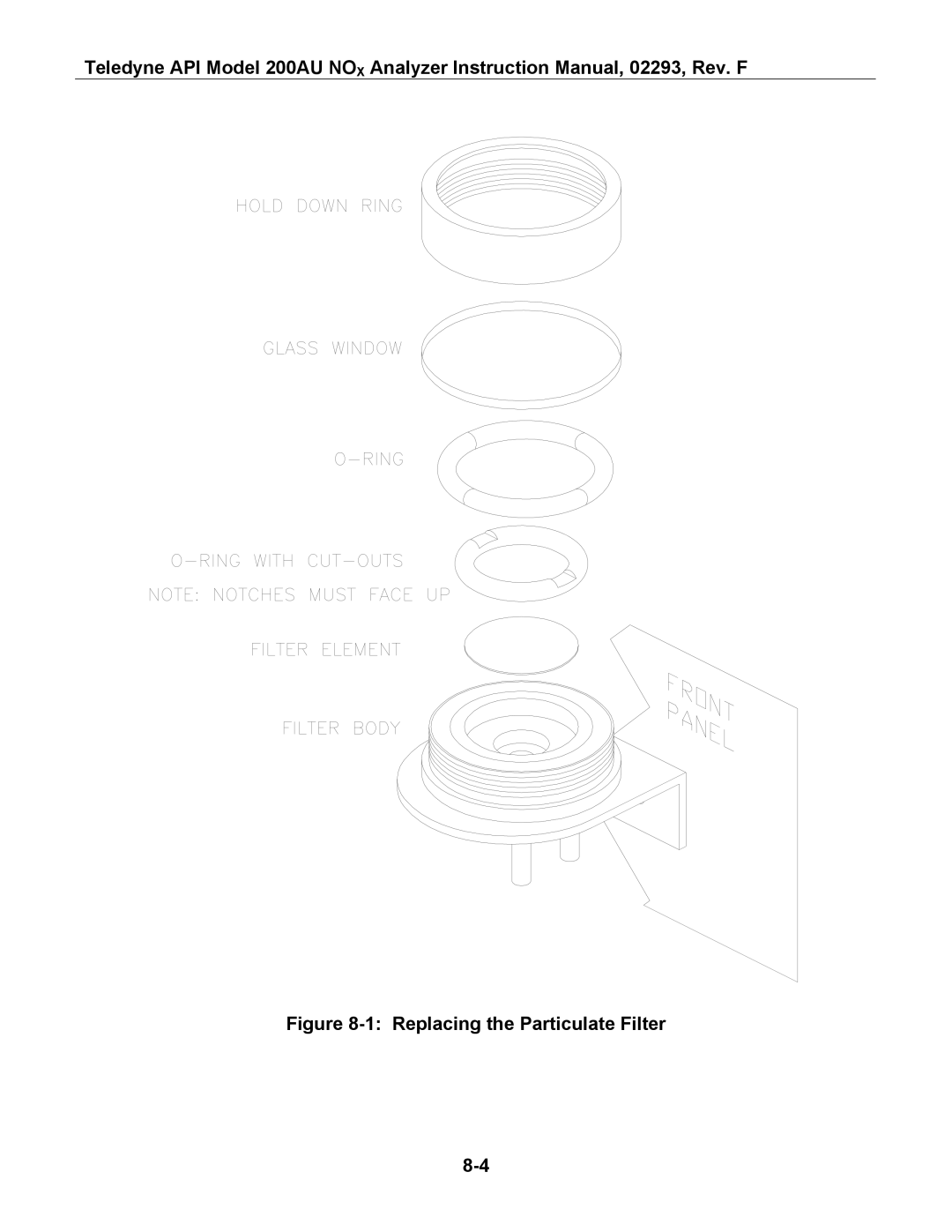 Teledyne 200AU instruction manual Replacing the Particulate Filter 