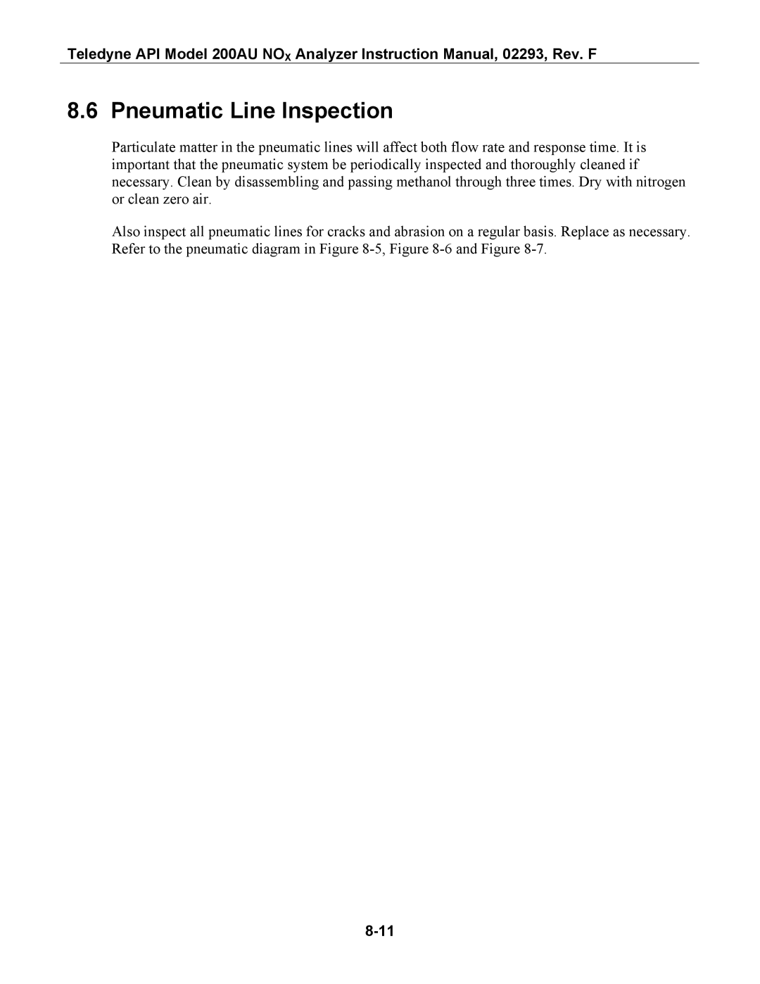 Teledyne 200AU instruction manual Pneumatic Line Inspection 