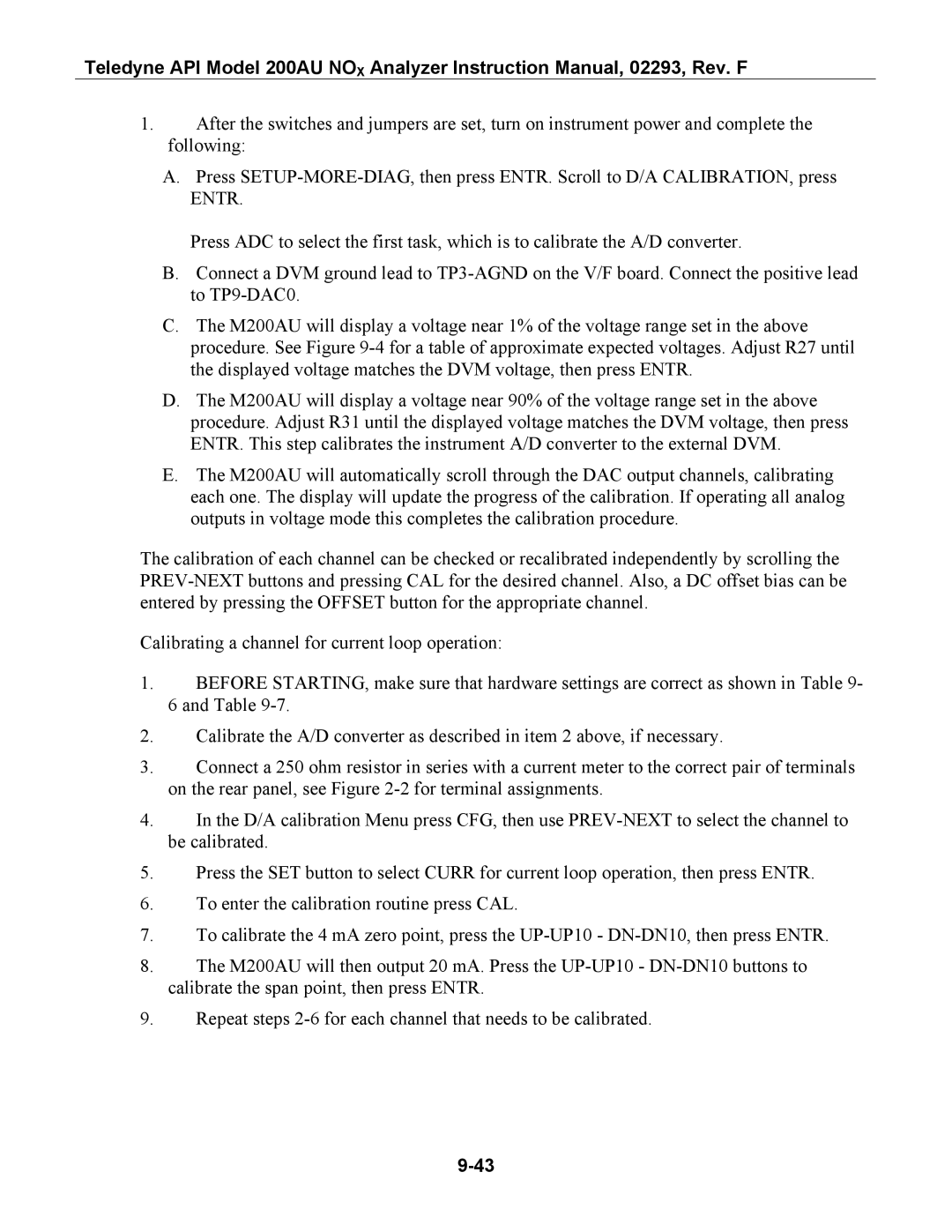 Teledyne 200AU instruction manual 