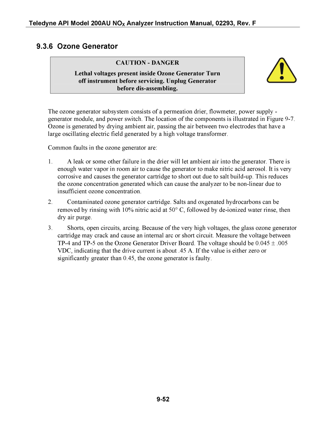 Teledyne 200AU instruction manual Ozone Generator 