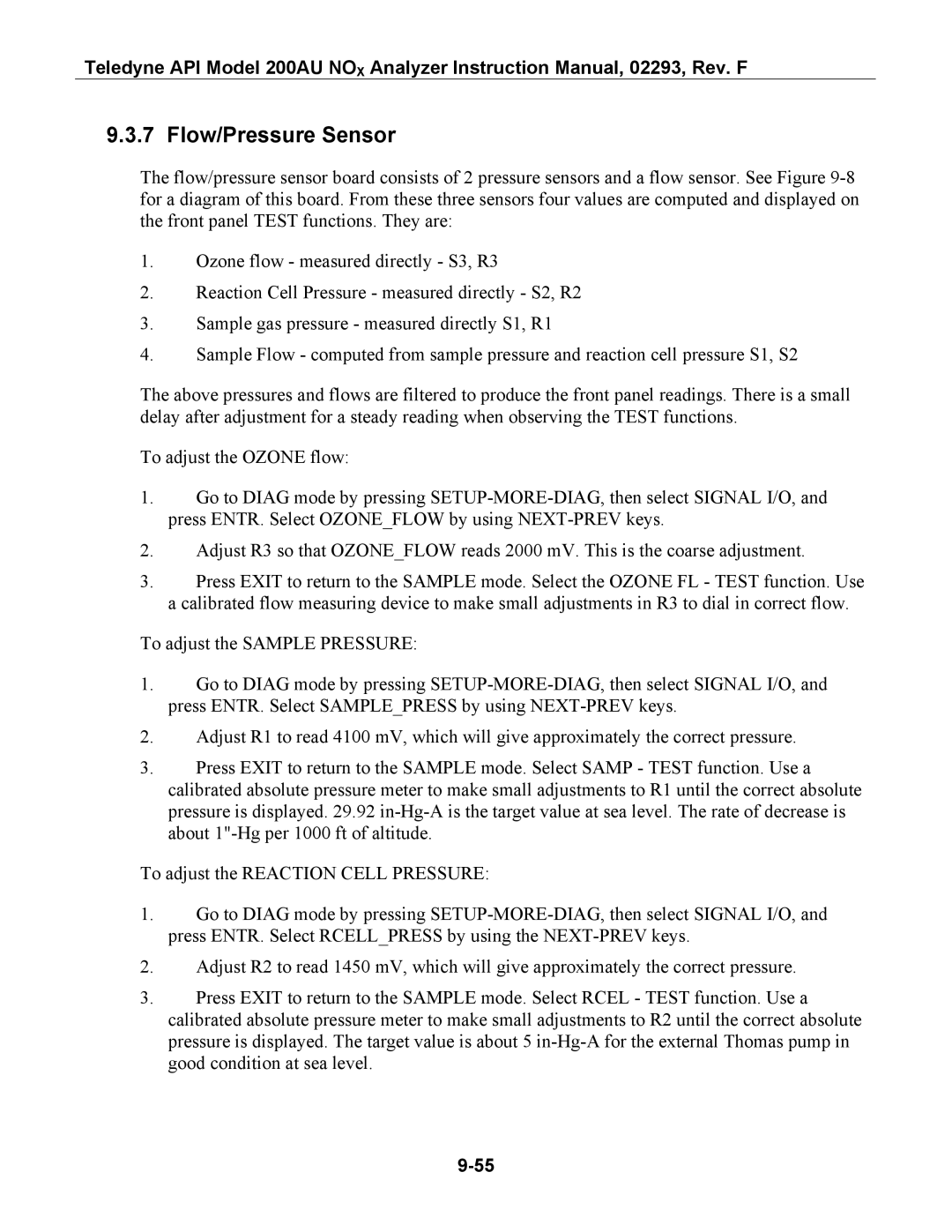 Teledyne 200AU instruction manual Flow/Pressure Sensor 