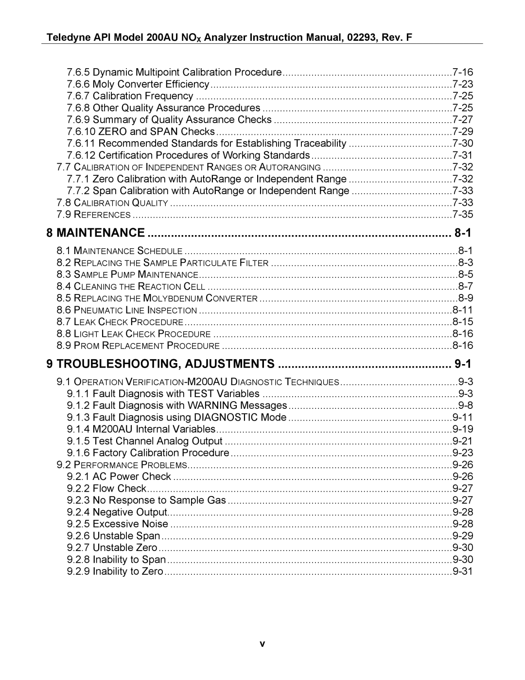 Teledyne 200AU instruction manual Maintenance 