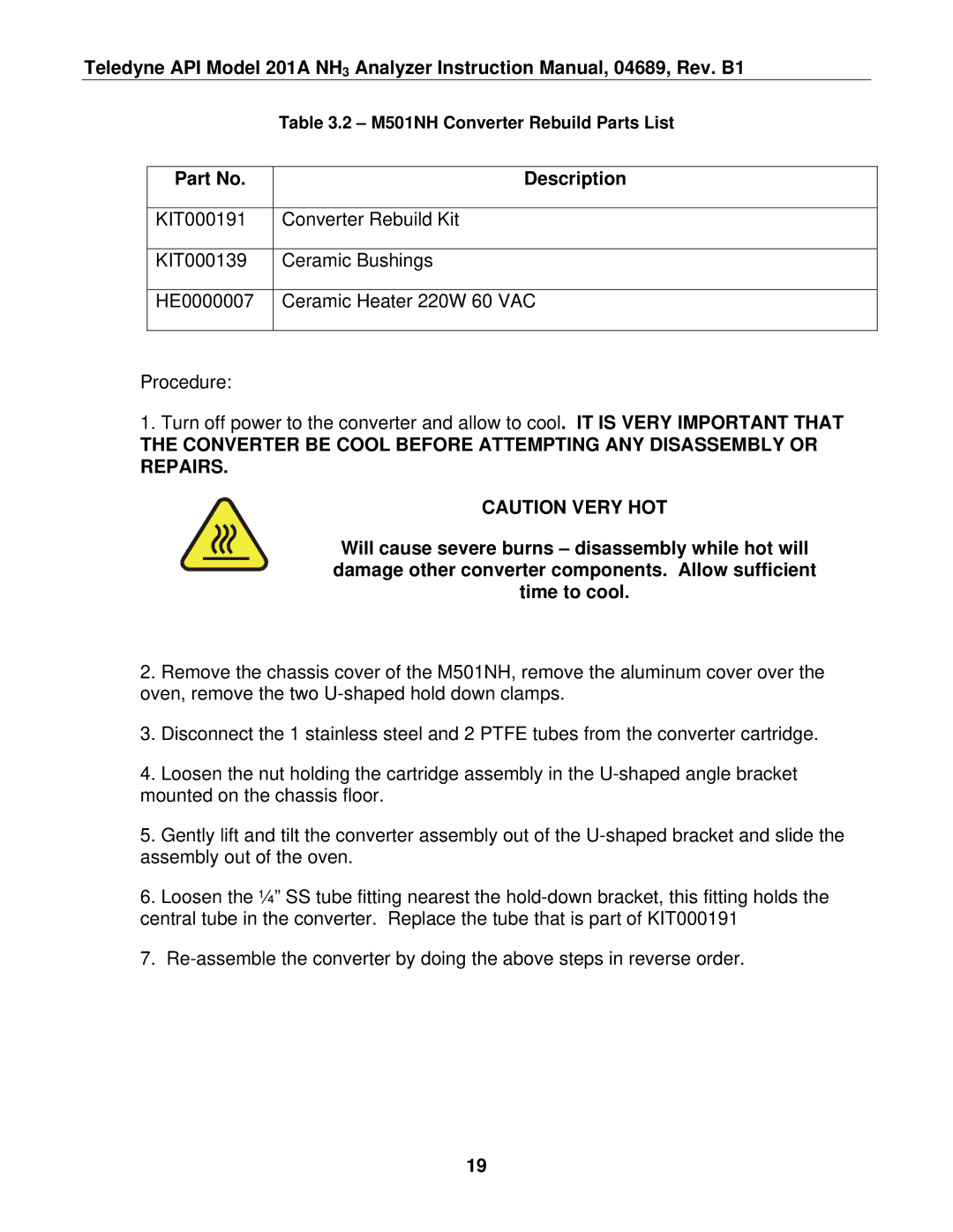 Teledyne 201A manual Description 