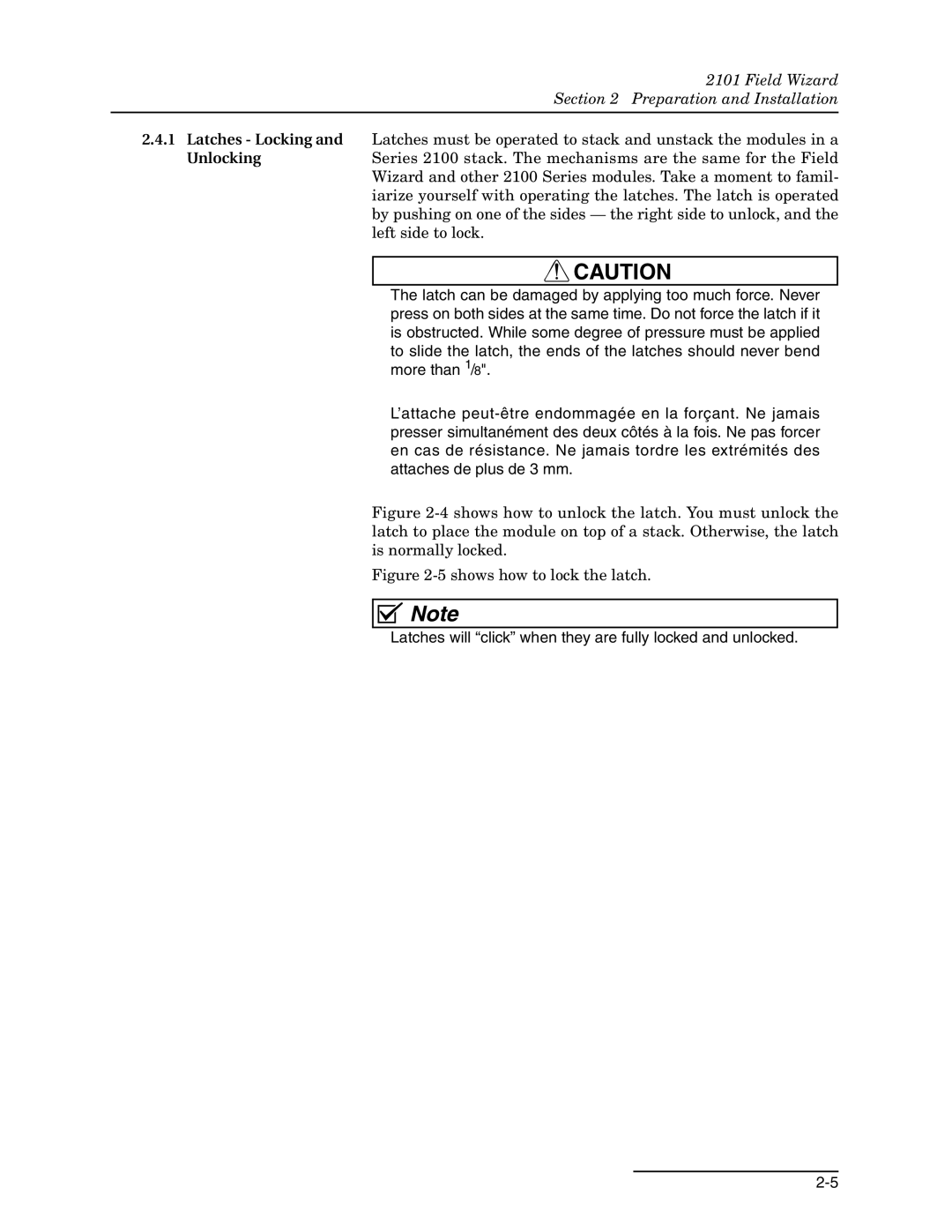 Teledyne 2101 installation and operation guide Unlocking 