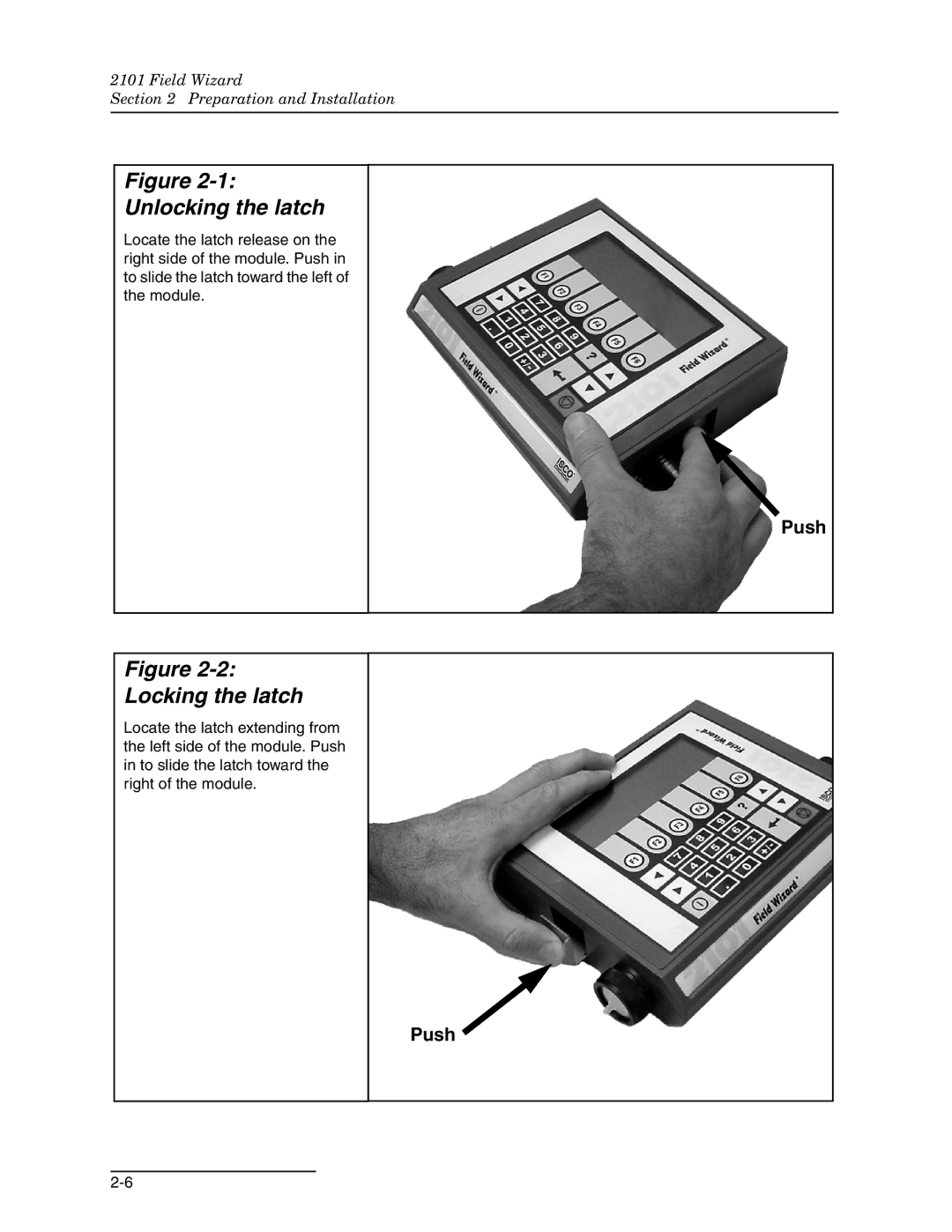 Teledyne 2101 installation and operation guide Unlocking the latch 