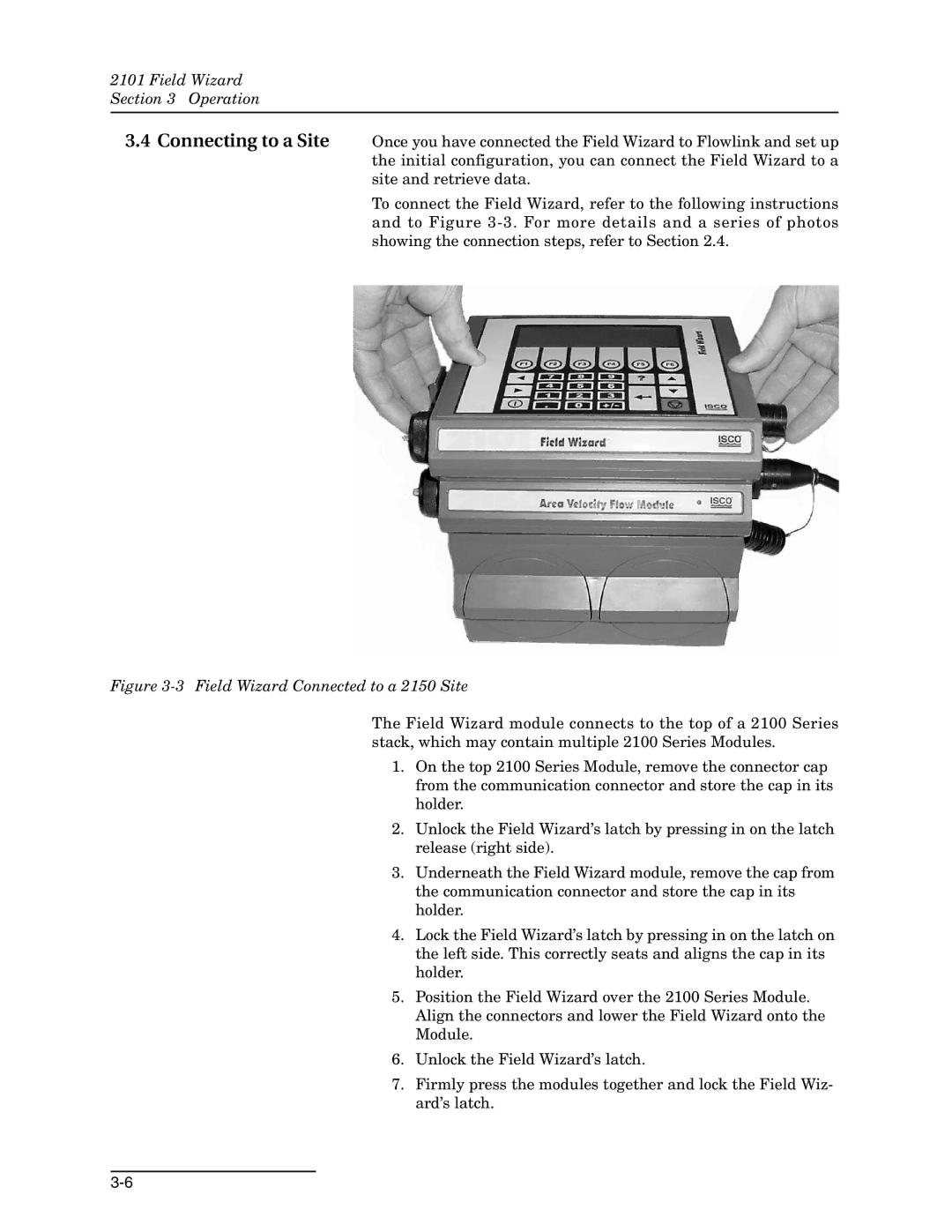 Teledyne 2101 installation and operation guide Field Wizard Connected to a 2150 Site 