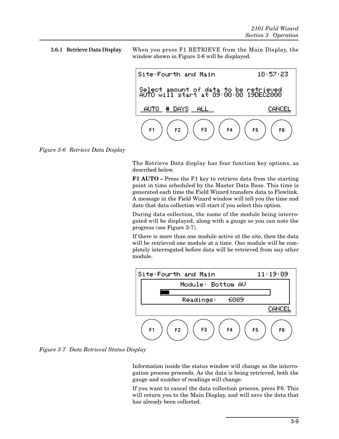 Teledyne 2101 installation and operation guide Retrieve Data Display 