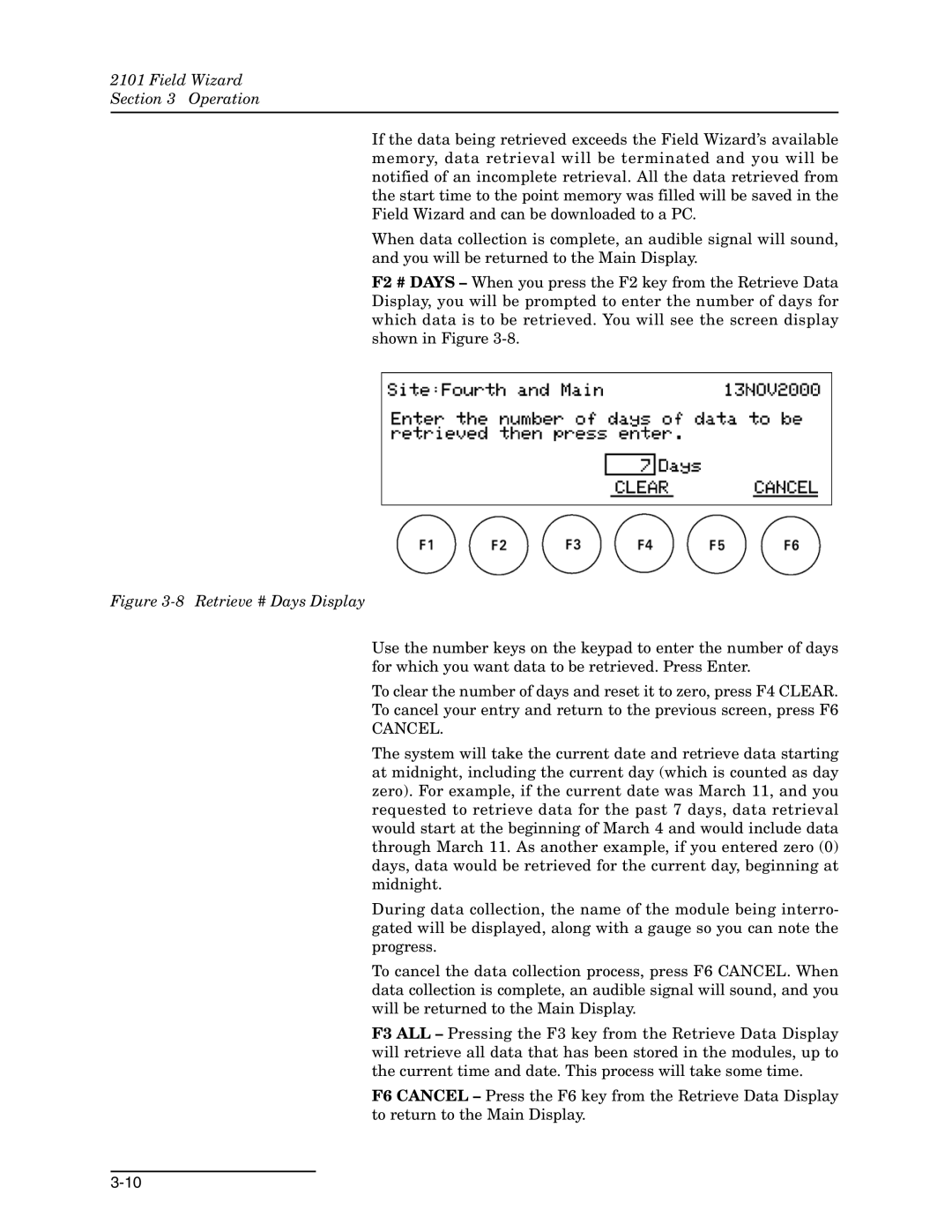 Teledyne 2101 installation and operation guide Retrieve # Days Display 