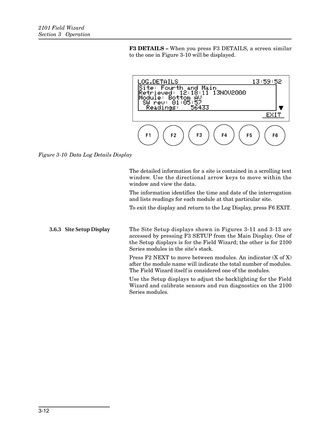 Teledyne 2101 installation and operation guide Data Log Details Display 