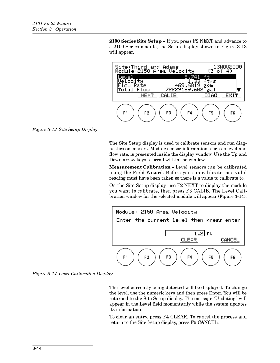 Teledyne 2101 installation and operation guide Site Setup Display 