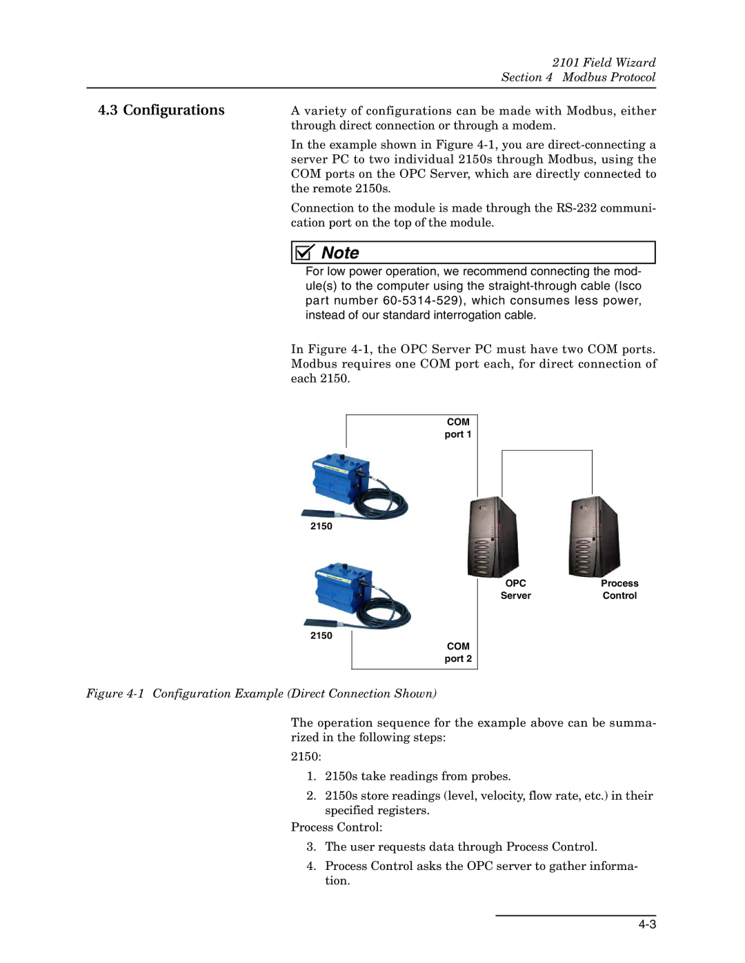 Teledyne 2101 installation and operation guide Configurations, Configuration Example Direct Connection Shown 