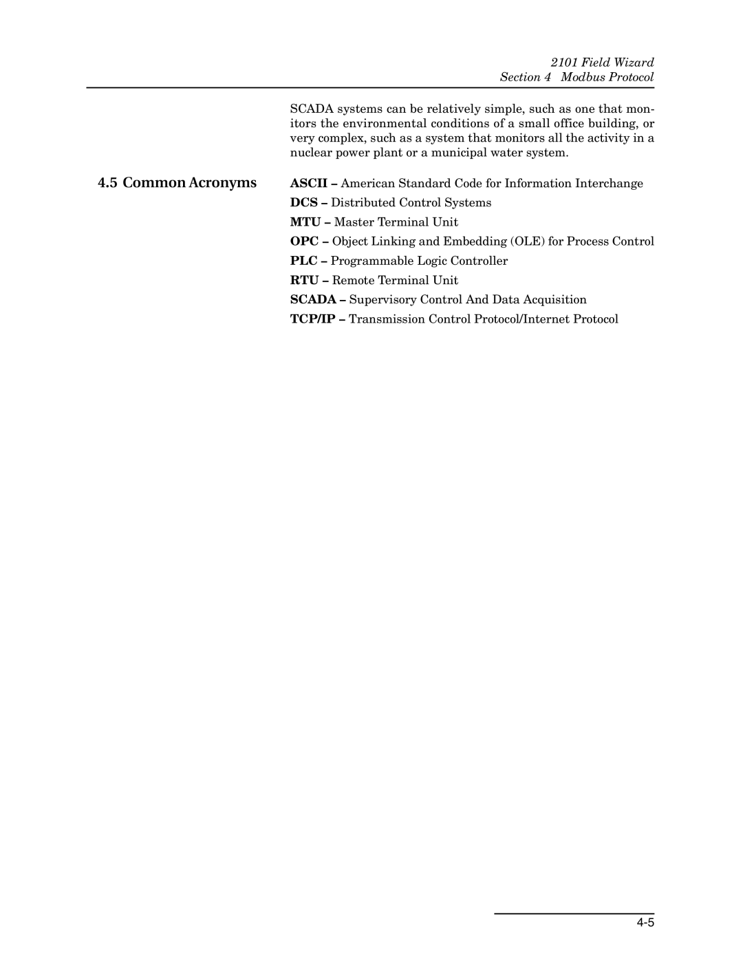 Teledyne 2101 installation and operation guide Common Acronyms 