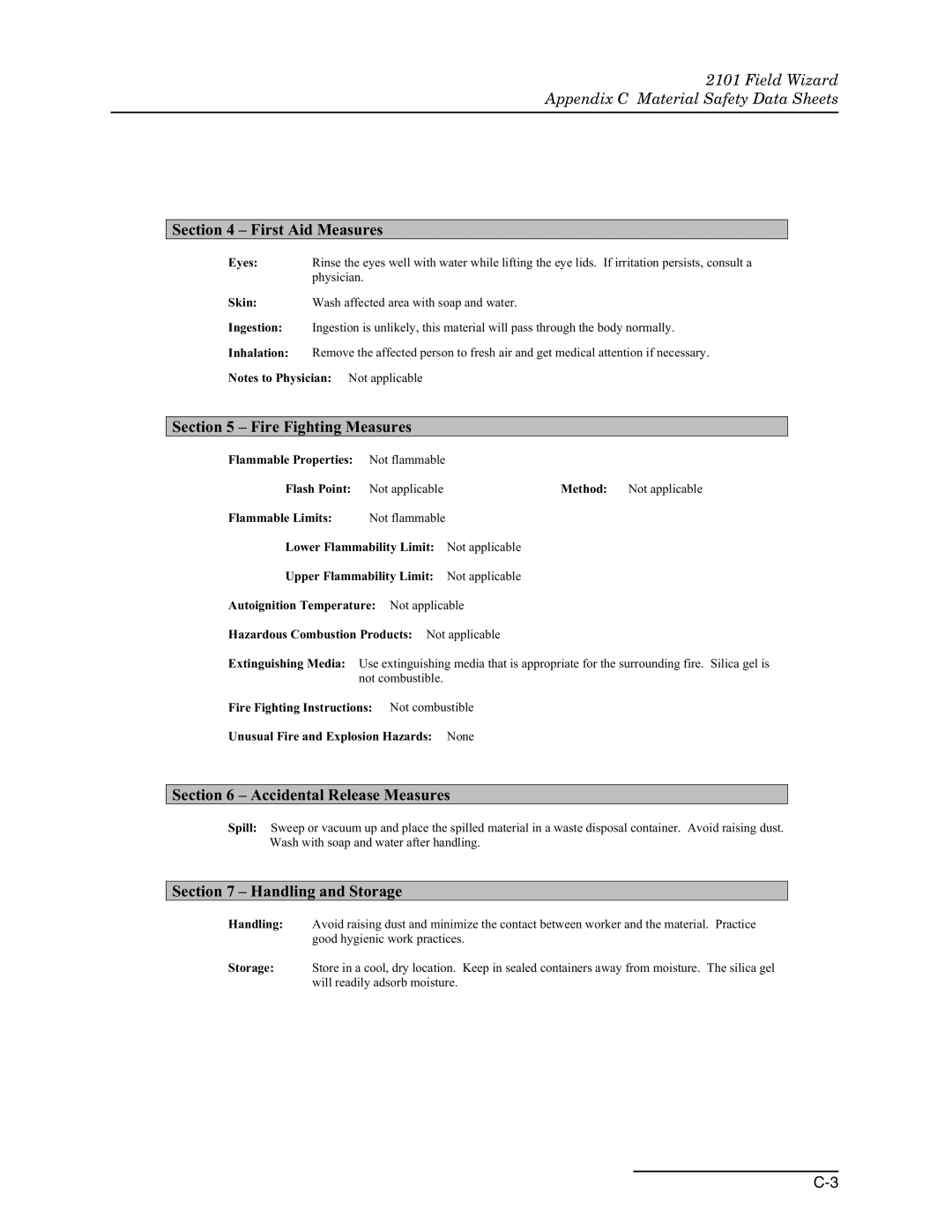 Teledyne 2101 installation and operation guide First Aid Measures 