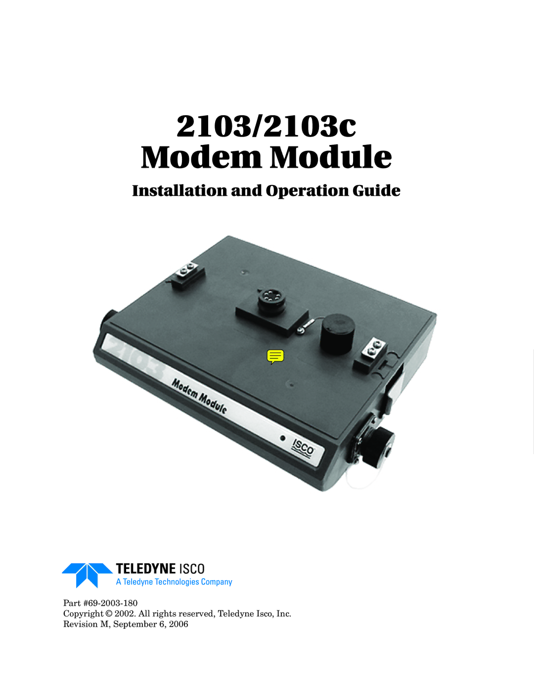 Teledyne installation and operation guide 2103/2103c Modem Module 